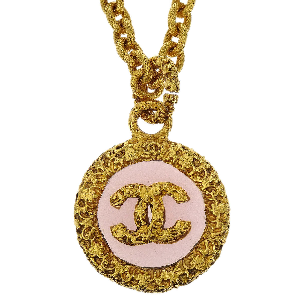 Chanel Gold Medallion CC Chain Pendant Necklace 93A