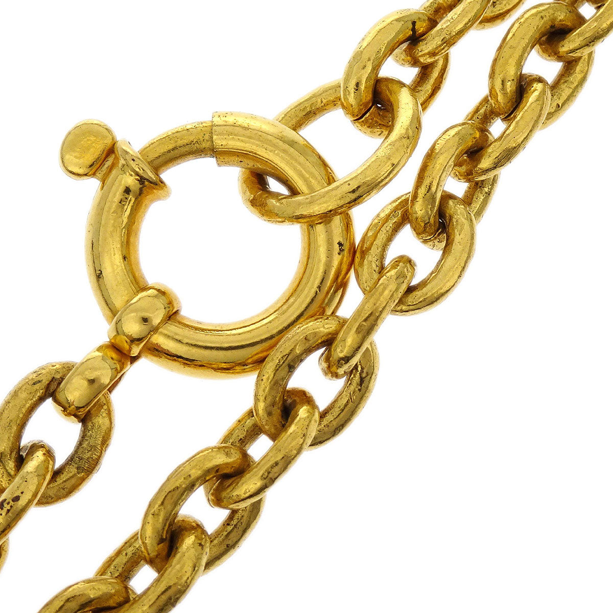 Chanel Gripoix Gold Chain Pendant Necklace Medallion 94A