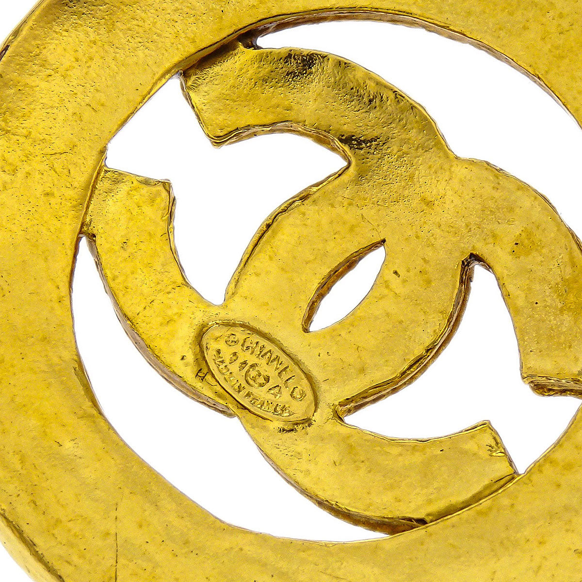 Chanel Gripoix Gold Chain Pendant Necklace Medallion 94A