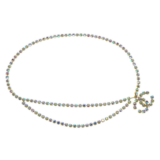 Chanel Gold CC Rhinestone Chain Belt 95P Small Good