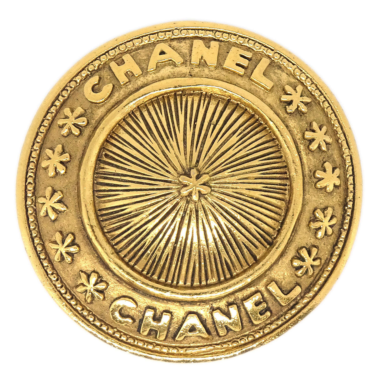 Chanel Medallion Brooch Pin Gold 1164
