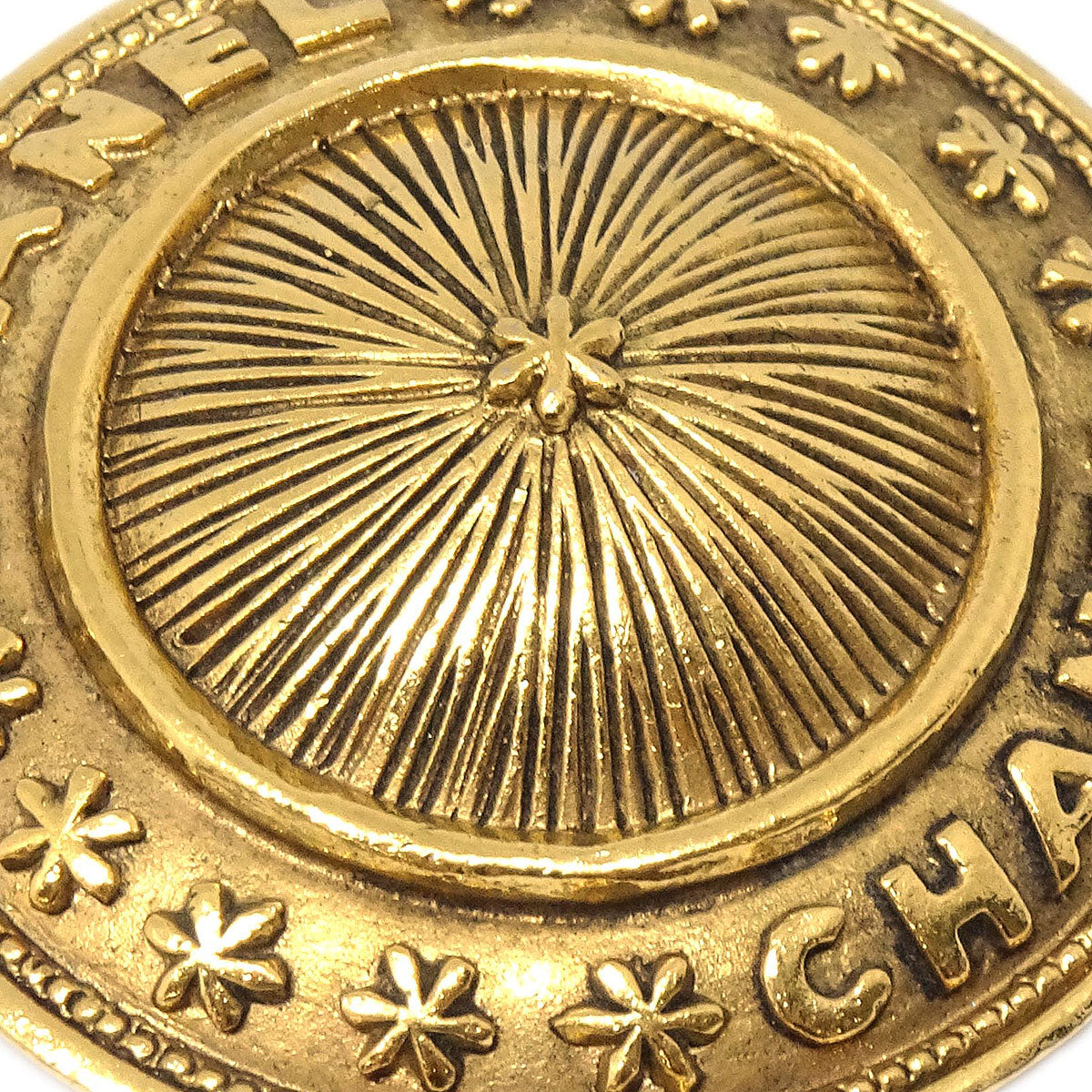 Chanel Medallion Brooch Pin Gold 1164