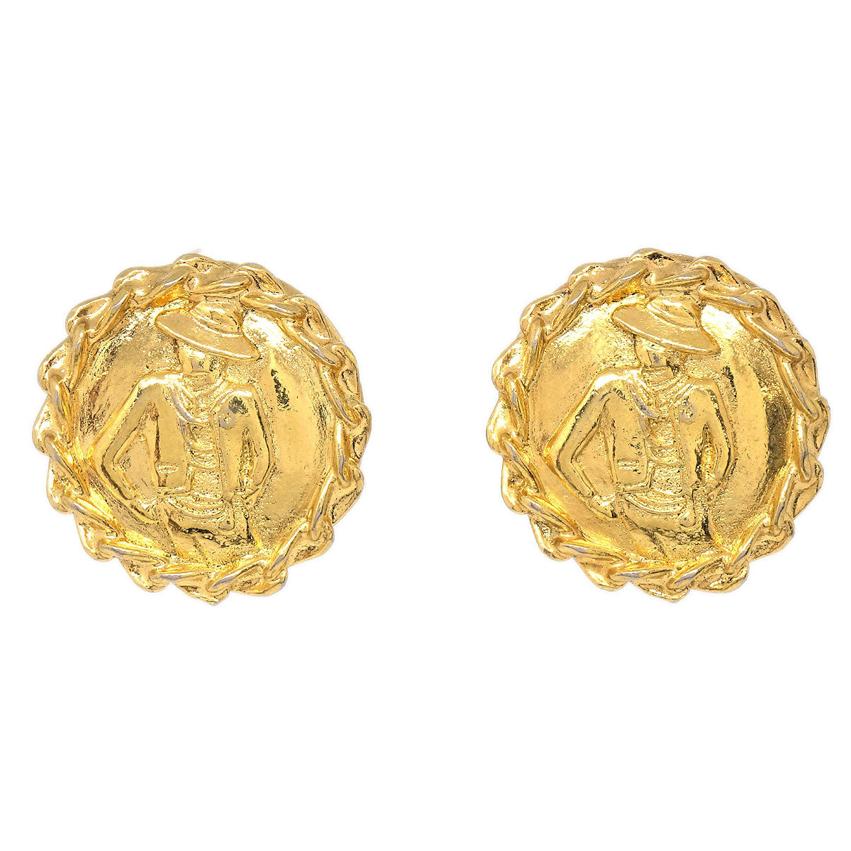 Chanel Button Clip-On Earrings Gold