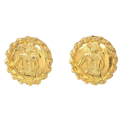 Chanel Button Clip-On Earrings Gold