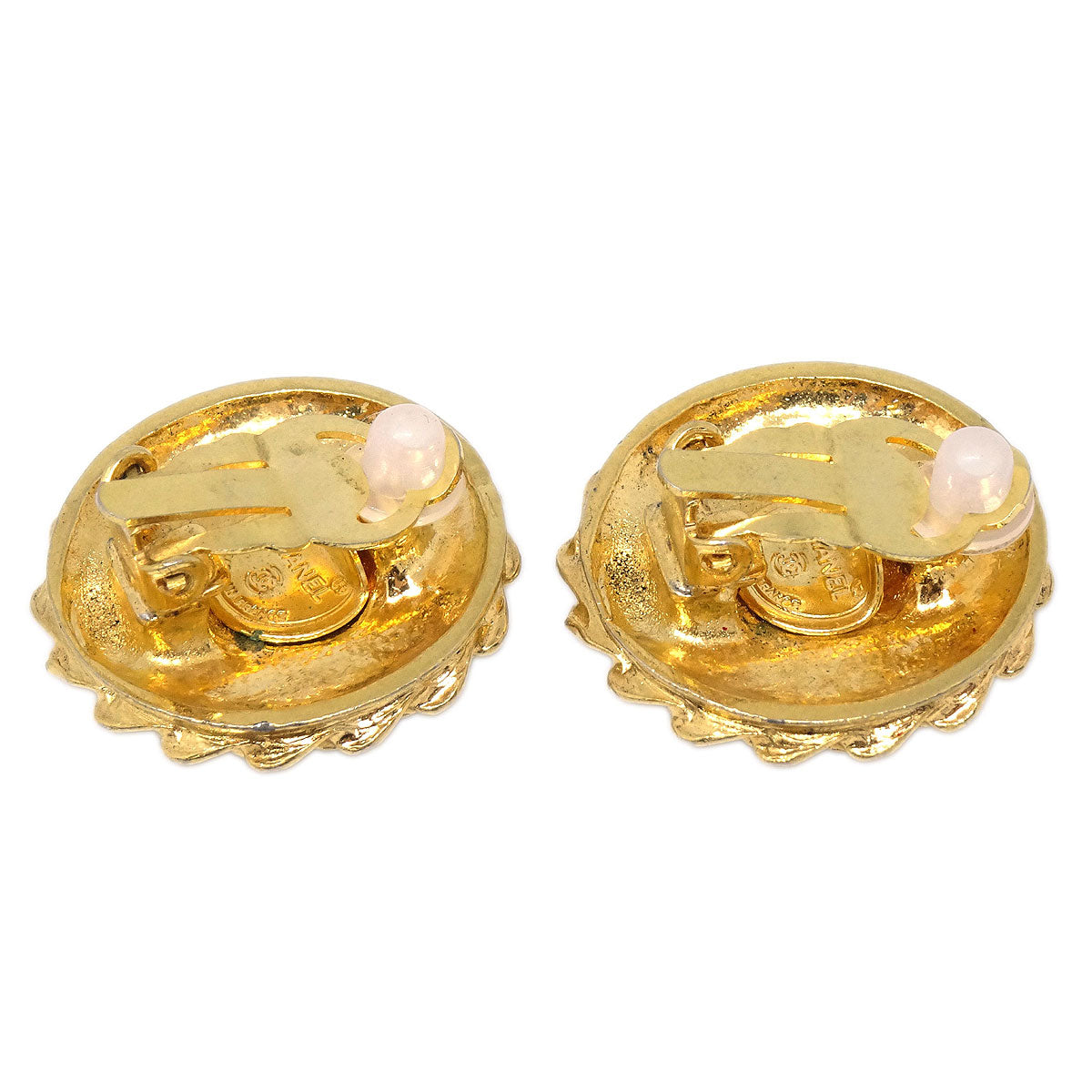 Chanel Button Clip-On Earrings Gold