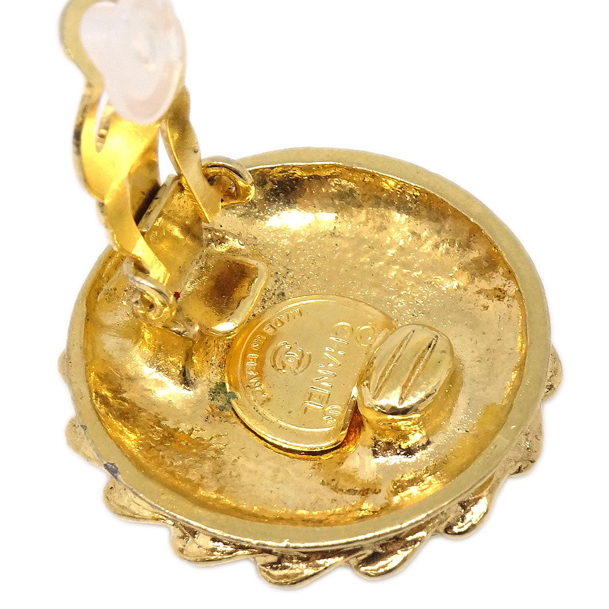 Chanel Button Clip-On Earrings Gold