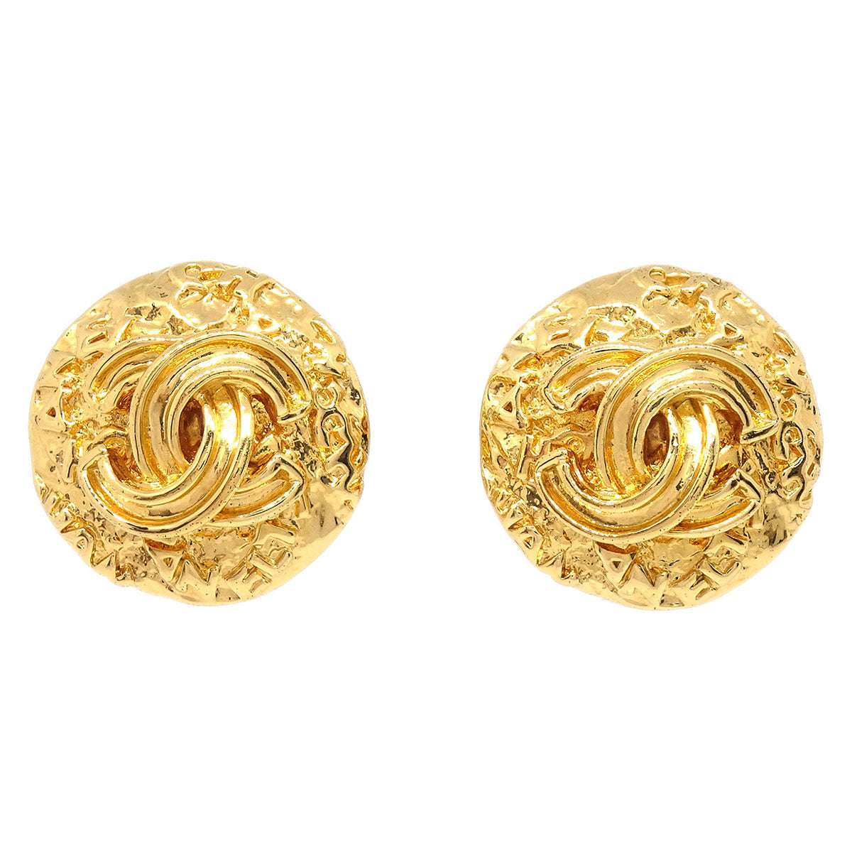 Chanel Button Clip-On Earrings Gold 95A