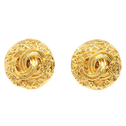 Chanel Button Clip-On Earrings Gold 95A