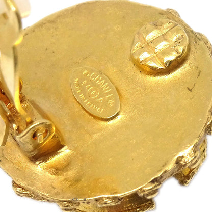 Chanel CC Costume Pearl Button Clip-On Earrings Gold 94A