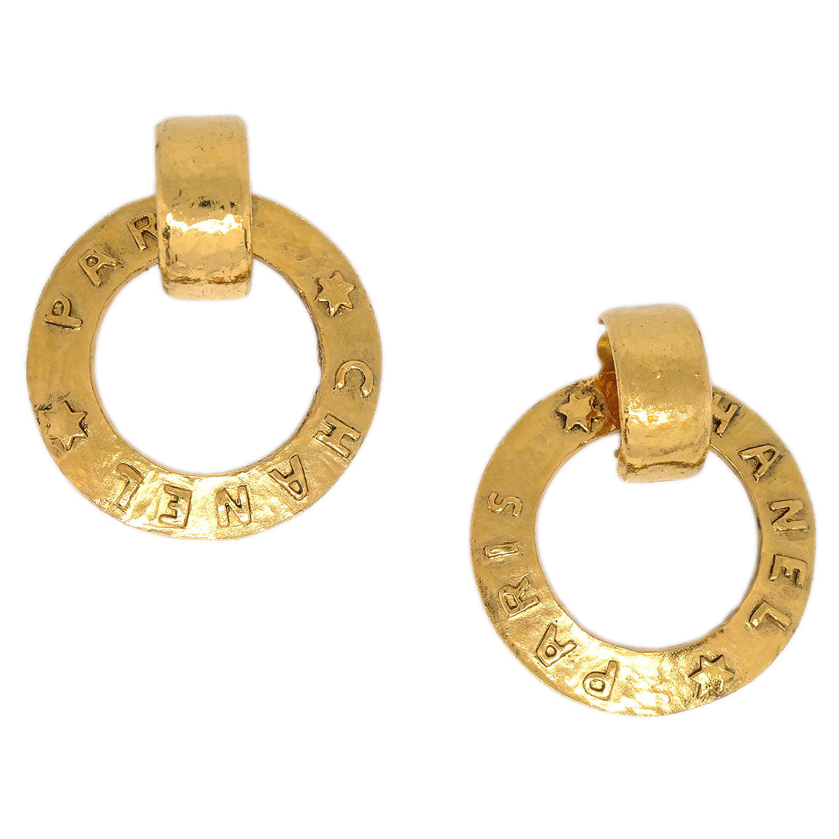 Chanel Dangle Hoop Clip-On Earrings Gold 2864/28