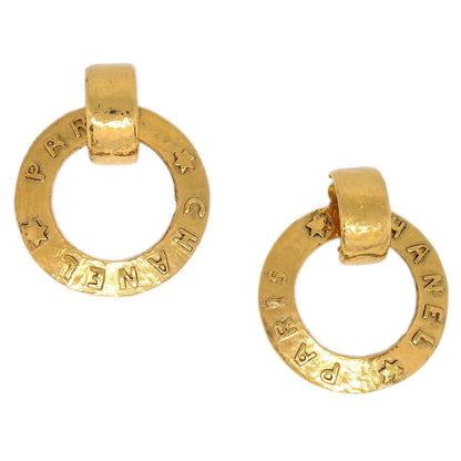 Chanel Dangle Hoop Clip-On Earrings Gold 2864/28