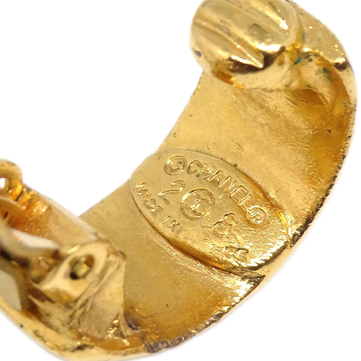 Chanel Dangle Hoop Clip-On Earrings Gold 2864/28