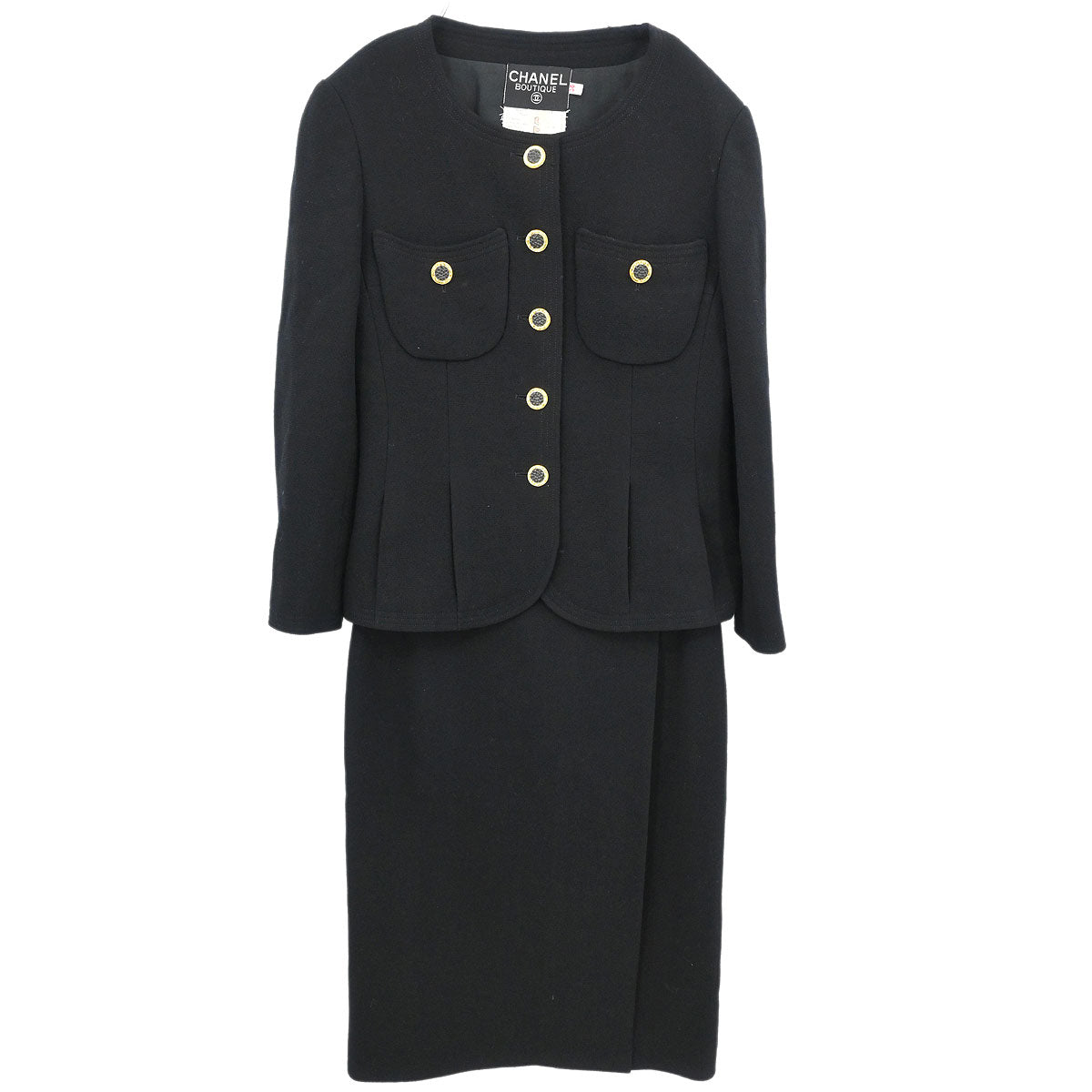Chanel Setup Suit Jacket Skirt Black #38