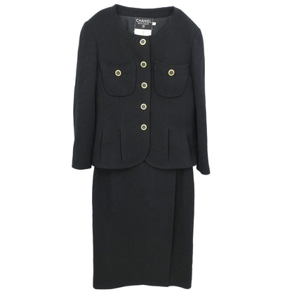 Chanel Setup Suit Jacket Skirt Black #38