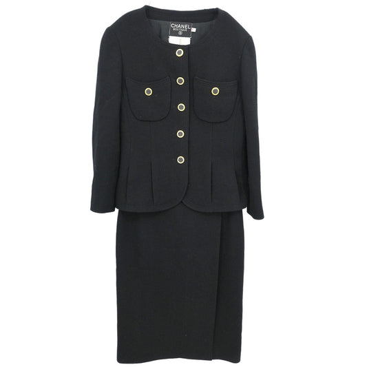 Chanel Setup Suit Jacket Skirt Black #38
