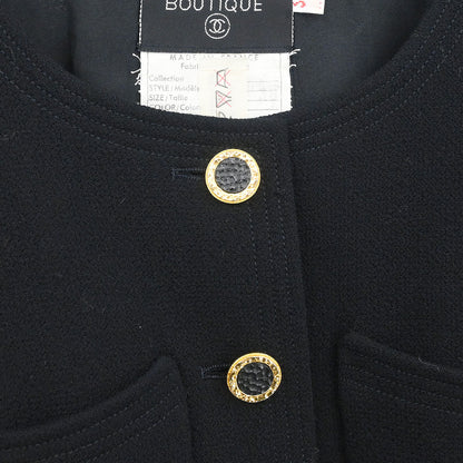 Chanel Setup Suit Jacket Skirt Black #38