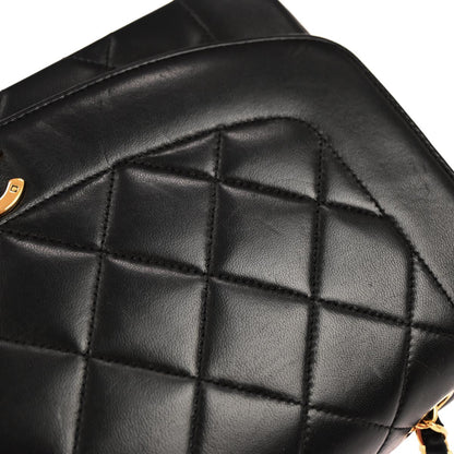 Chanel 1991-1994 Black Lambskin Medium Diana Shoulder Bag