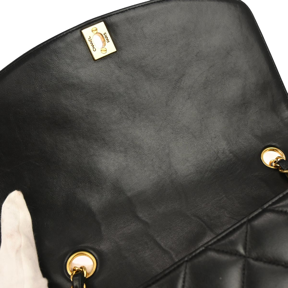 Chanel 1991-1994 Black Lambskin Medium Diana Shoulder Bag