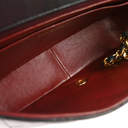 Chanel 1991-1994 Black Lambskin Medium Diana Shoulder Bag