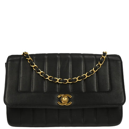 Chanel Black Lambskin Mademoiselle Single Flap Shoulder Bag