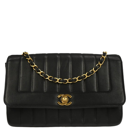 Chanel Black Lambskin Mademoiselle Single Flap Shoulder Bag