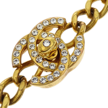 Chanel Turnlock Gold Chain Rhinestone Necklace 96A