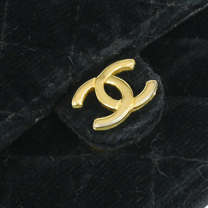 Chanel Black Velvet Micro Classic Flap Shoulder Bag Pochette