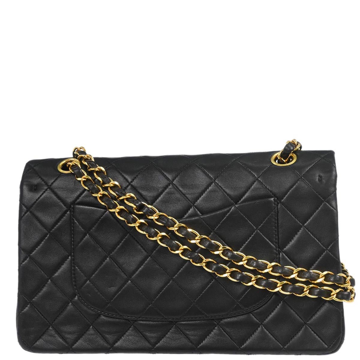 Chanel 1991-1994 Black Lambskin Medium Classic Double Flap Shoulder Bag