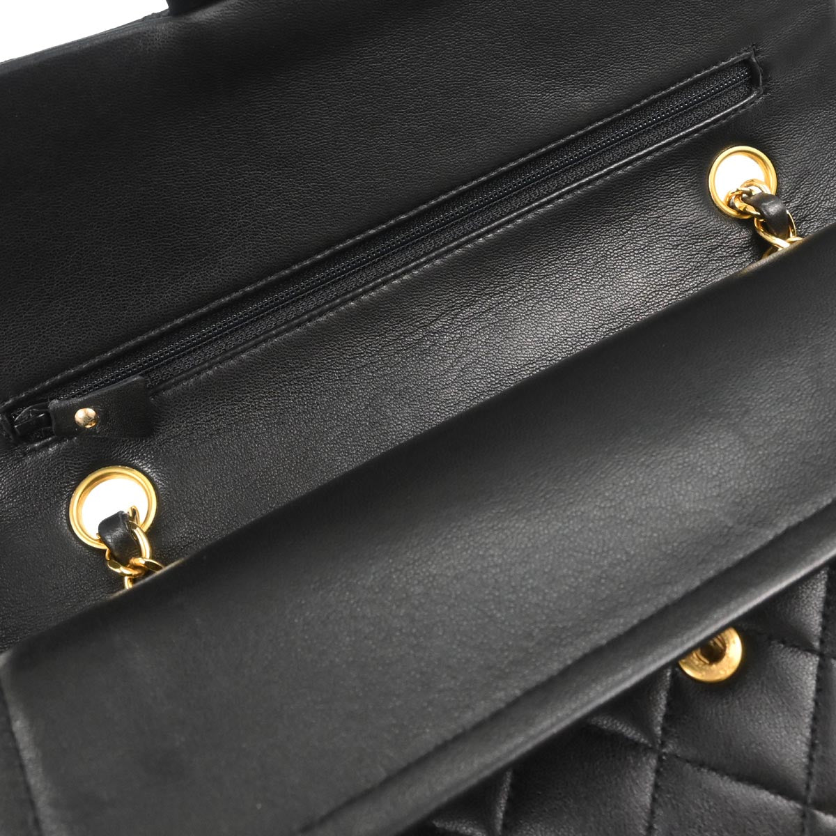 Chanel 1991-1994 Black Lambskin Medium Classic Double Flap Shoulder Bag