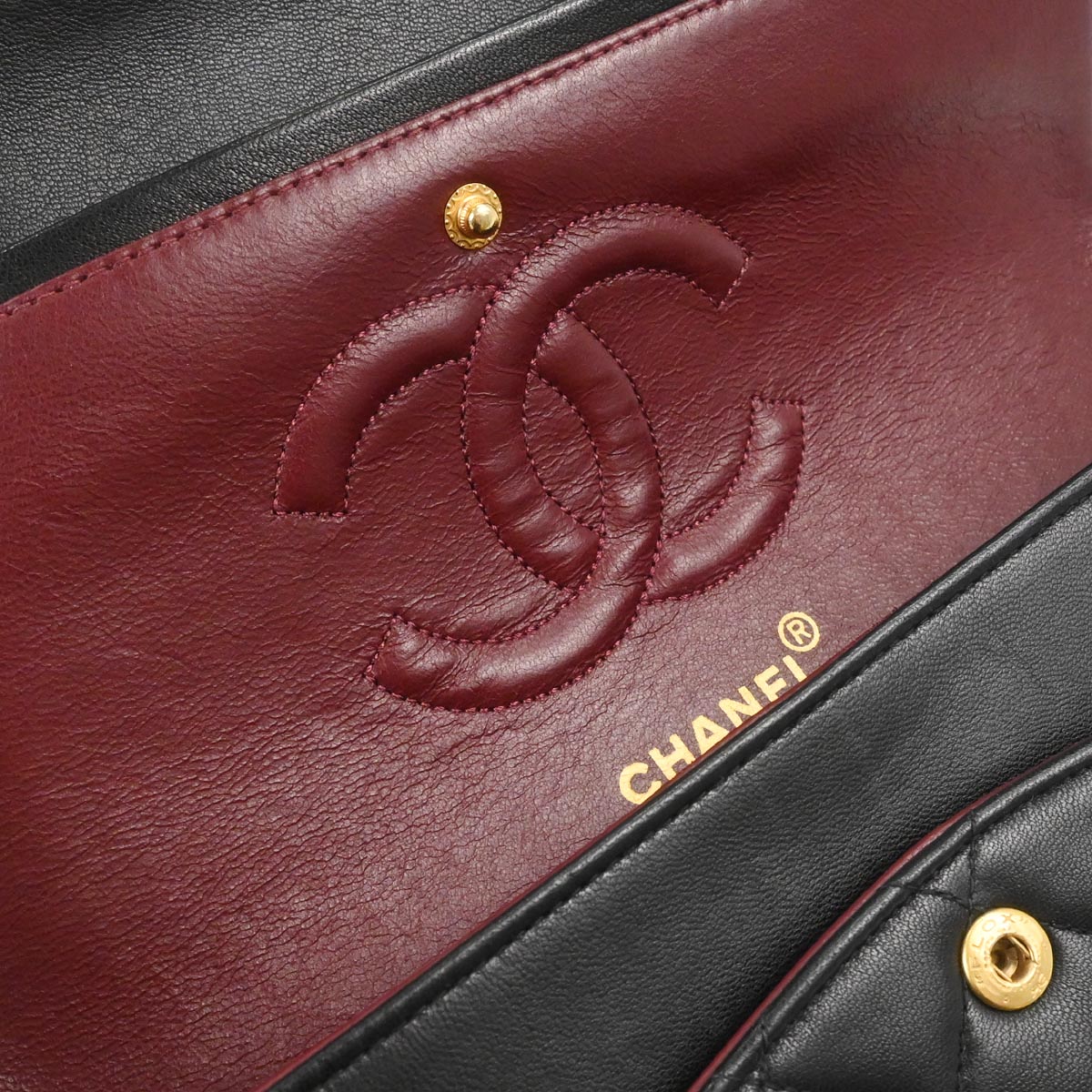 Chanel 1991-1994 Black Lambskin Medium Classic Double Flap Shoulder Bag