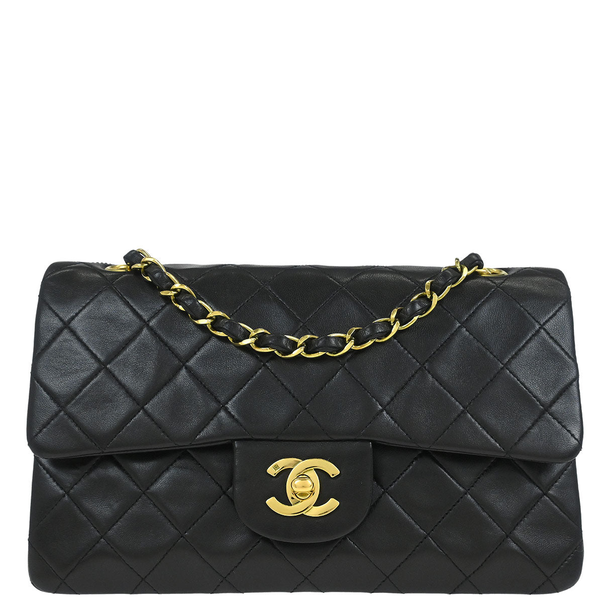 Chanel Black Lambskin Small Classic Double Flap Shoulder Bag