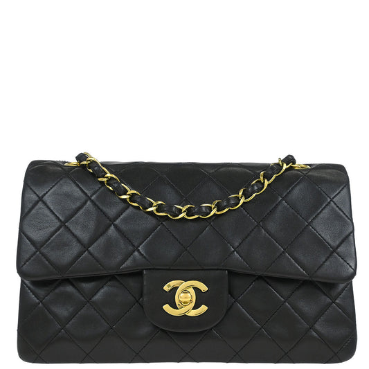 Chanel Black Lambskin Small Classic Double Flap Shoulder Bag