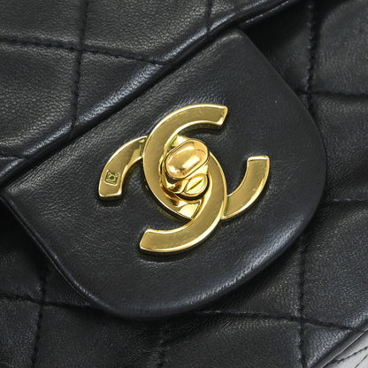 Chanel Black Lambskin Small Classic Double Flap Shoulder Bag