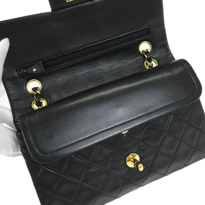 Chanel Black Lambskin Small Classic Double Flap Shoulder Bag