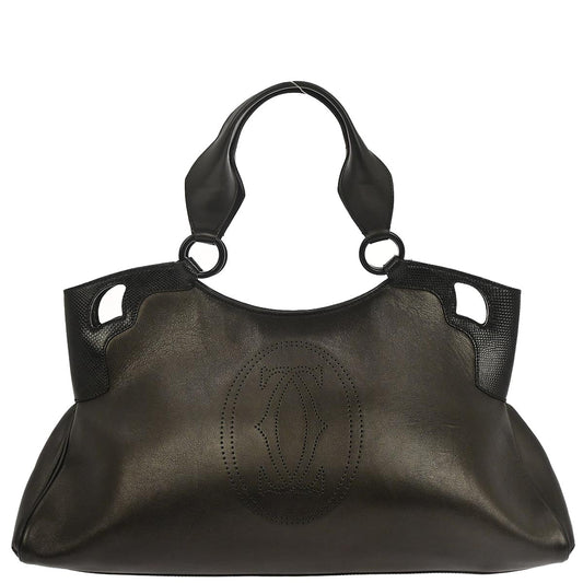 Cartier * Dark Brown Lizard Marcello Handbag