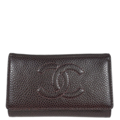 Chanel Key Case Brown Caviar Skin Small Good