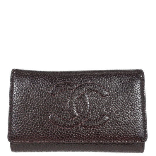 Chanel Key Case Brown Caviar Skin Small Good