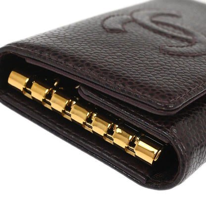 Chanel Key Case Brown Caviar Skin Small Good
