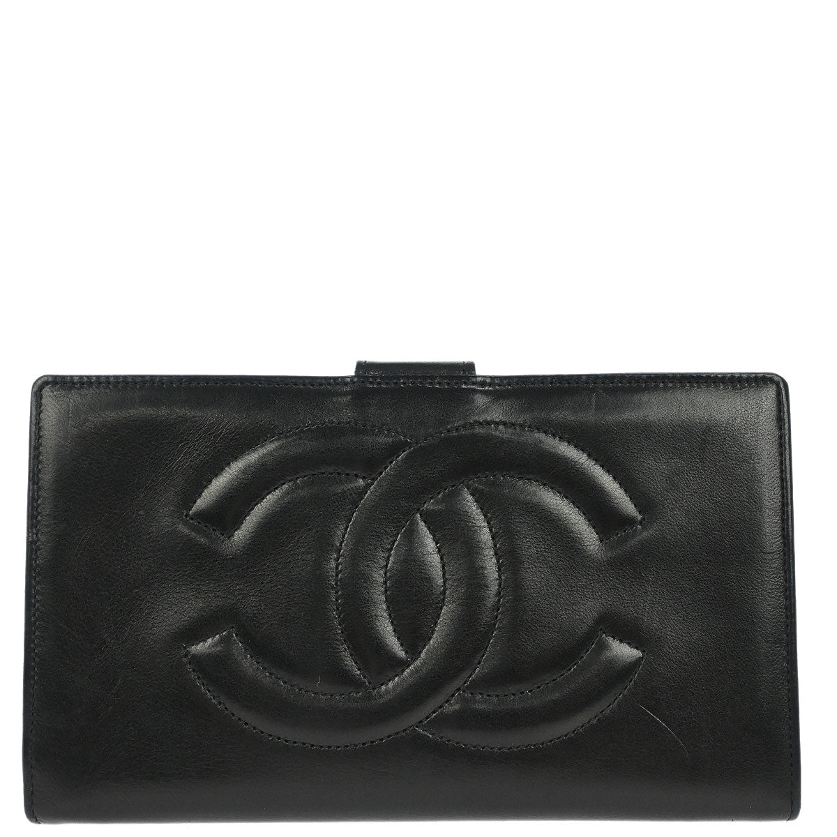 Chanel Black Lambskin Long Bifold Wallet