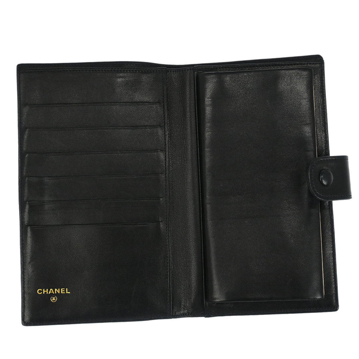 Chanel Black Lambskin Long Bifold Wallet