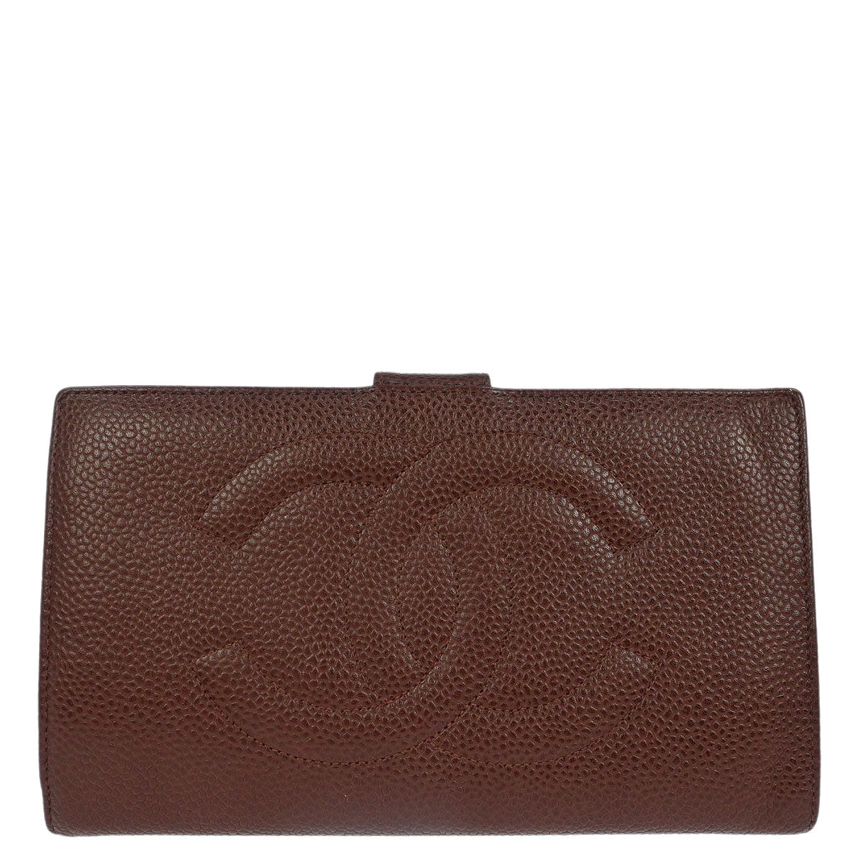 Chanel Brown Caviar Skin Long Bifold Wallet