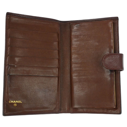 Chanel Brown Caviar Skin Long Bifold Wallet