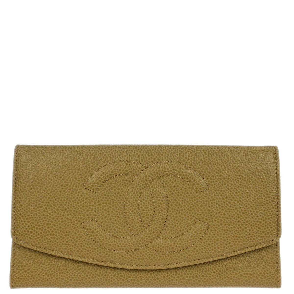 Chanel Beige Caviar Skin Long Wallet