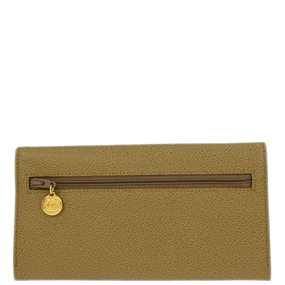 Chanel Beige Caviar Skin Long Wallet