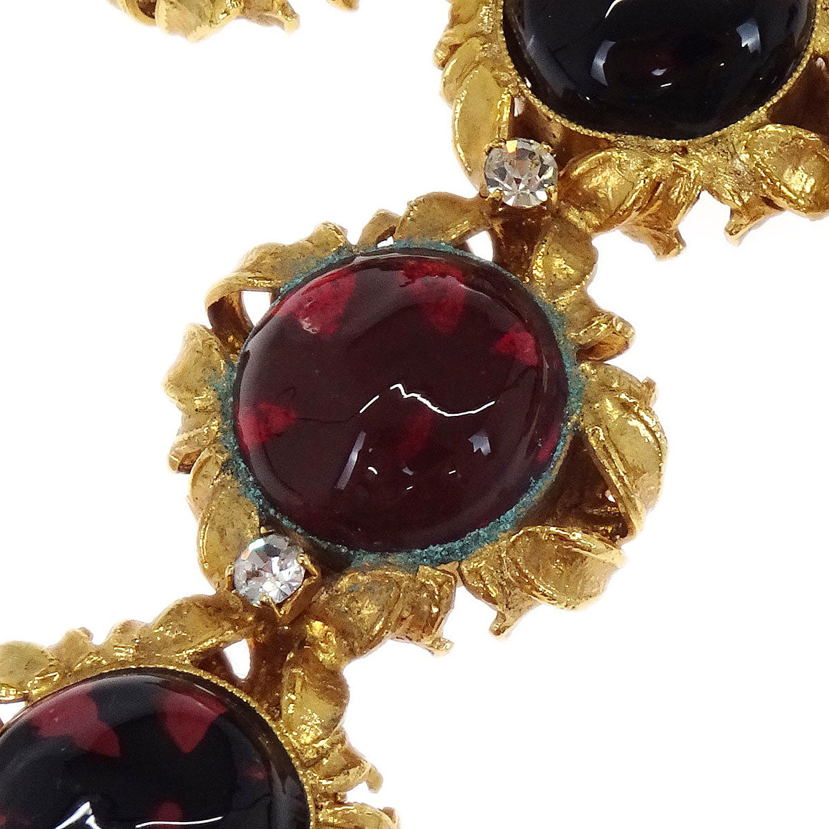 Chanel Gripoix Brooch Pin Cross Gold Rhinestone 94A