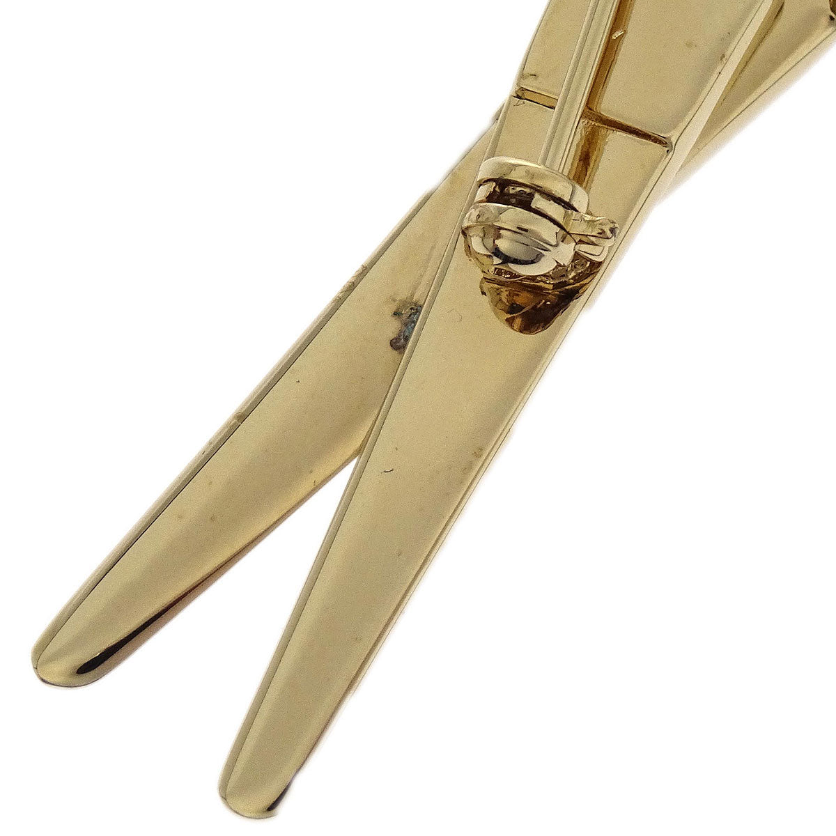 Chanel Scissors Brooch Pin Rhinestone Gold 02P