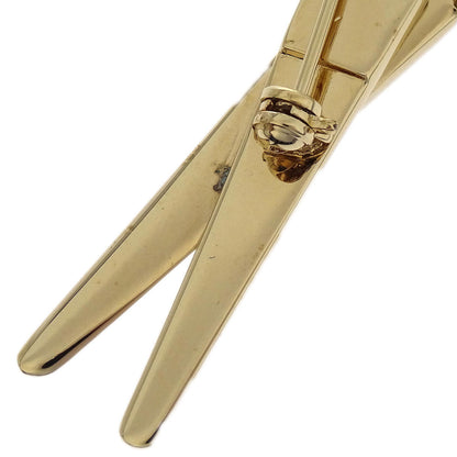 Chanel Scissors Brooch Pin Rhinestone Gold 02P
