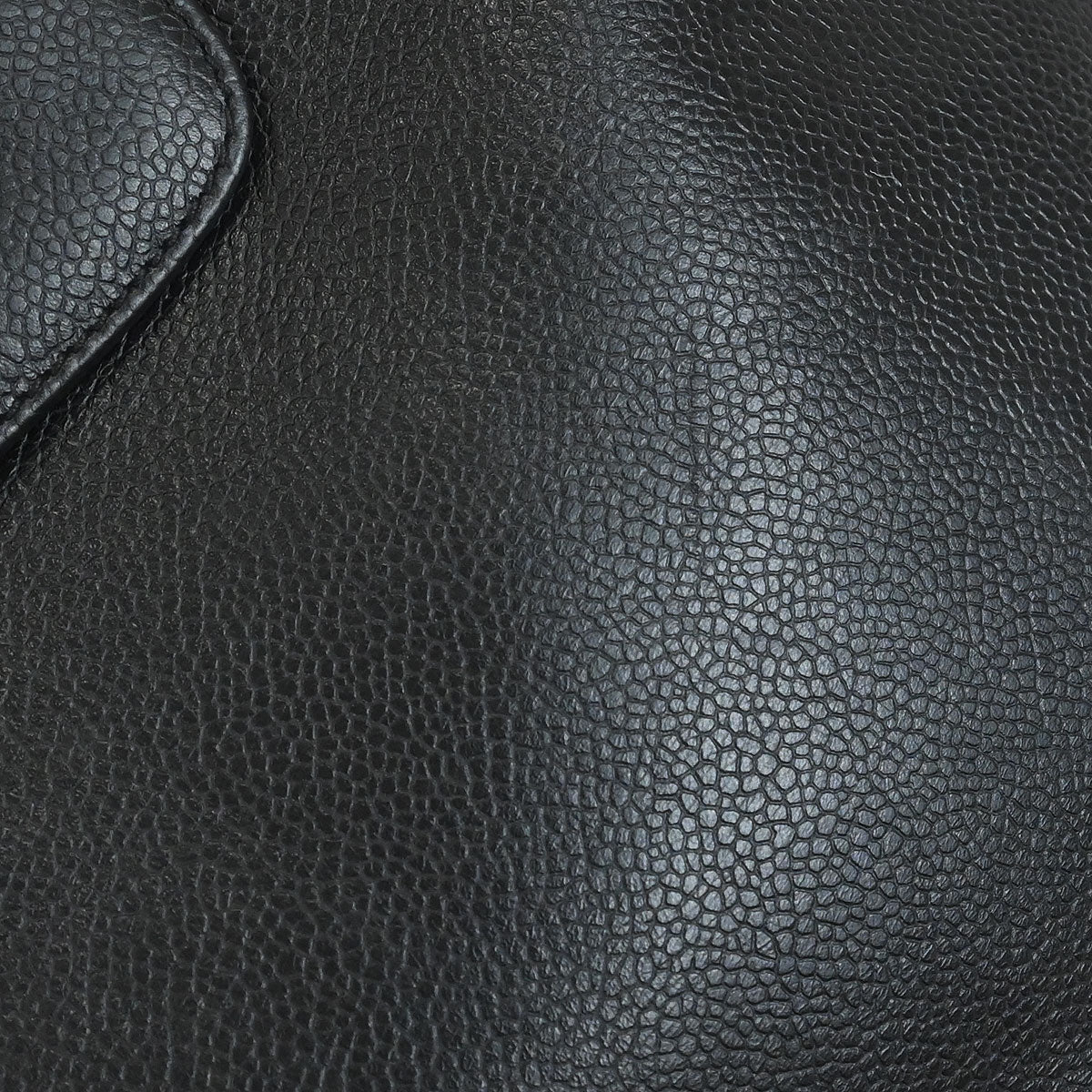 Chanel 1996-1997 Black Caviar Skin Chain Shoulder Tote Bag