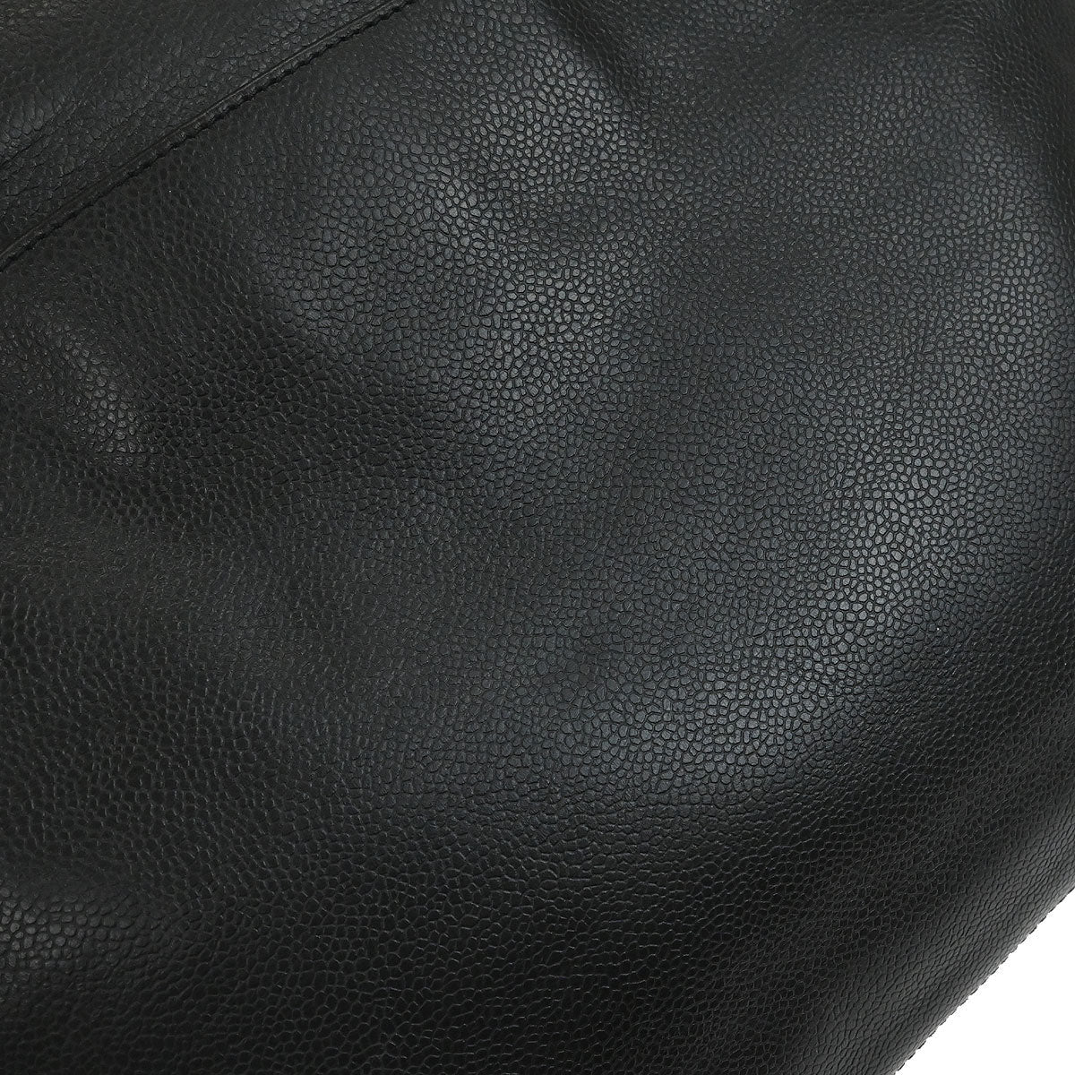 Chanel 1996-1997 Black Caviar Skin Chain Shoulder Tote Bag