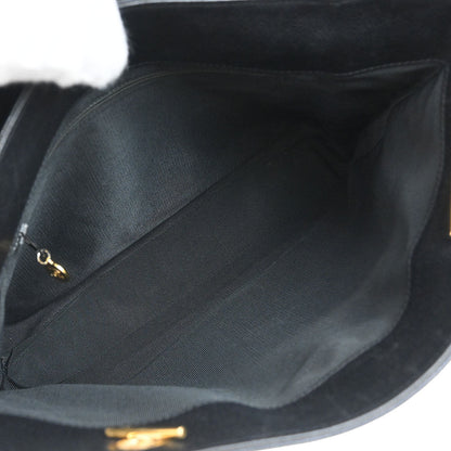 Chanel 1996-1997 Black Caviar Skin Chain Shoulder Tote Bag